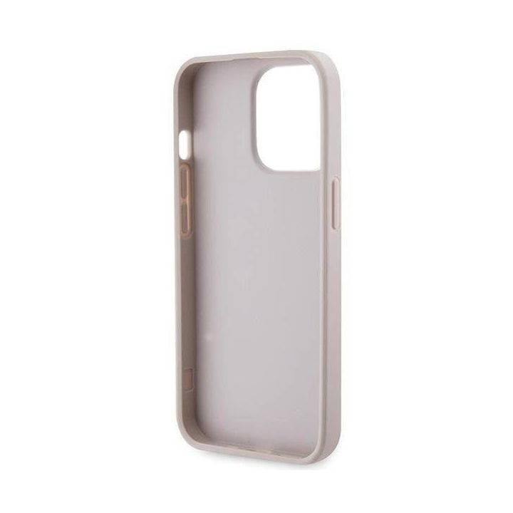 Guess Crossbody 4G metalinis dėklas su logotipu, skirtas iPhone 13 Pro Max - rožinis