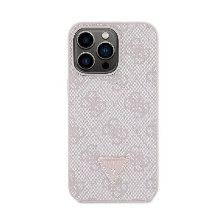 Guess Crossbody 4G metalinis dėklas su logotipu, skirtas iPhone 13 Pro Max - rožinis