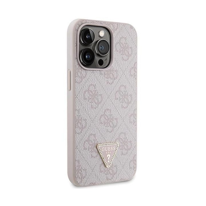 Guess Crossbody 4G metalinis dėklas su logotipu, skirtas iPhone 13 Pro Max - rožinis