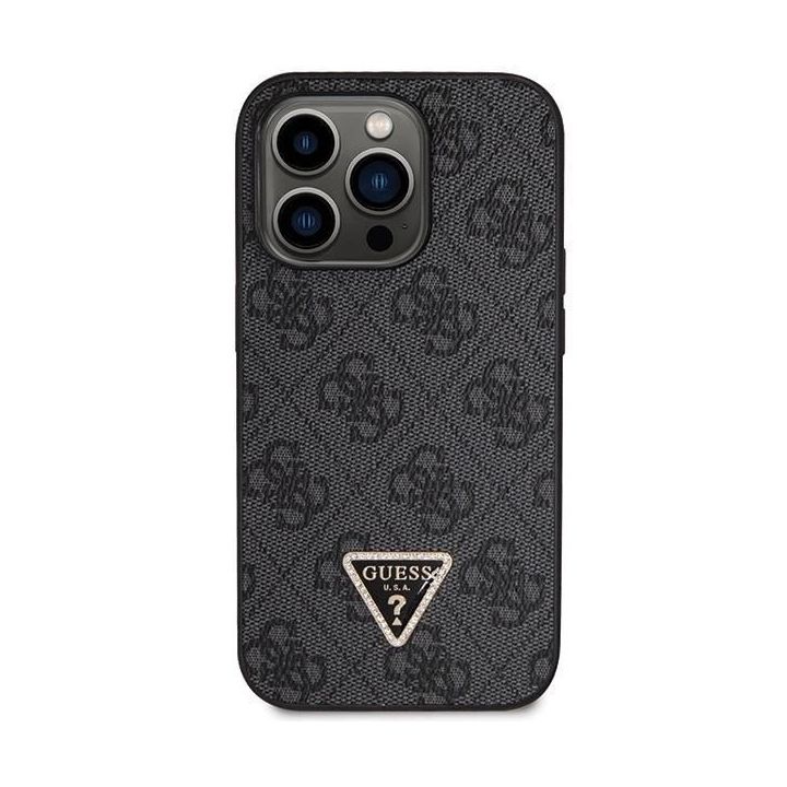 Guess Crossbody 4G metalinis dėklas su logotipu iPhone 14 Pro - juodas