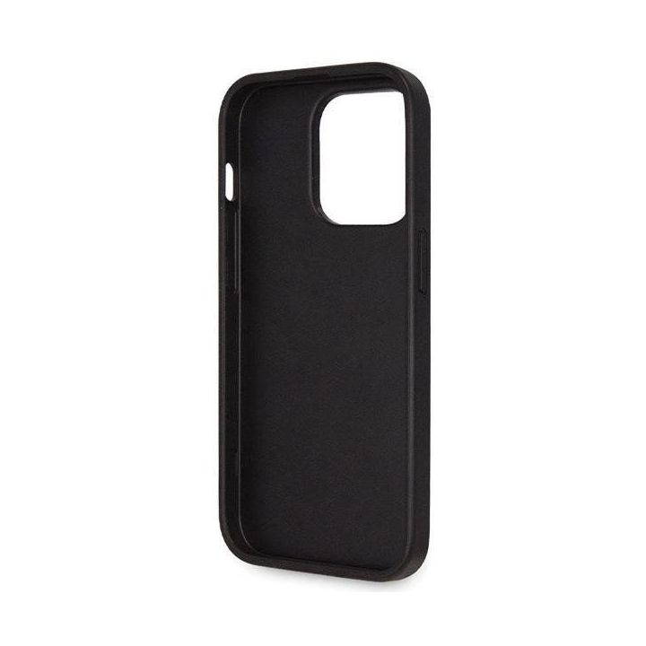 Guess Crossbody 4G metalinis dėklas su logotipu iPhone 14 Pro - juodas