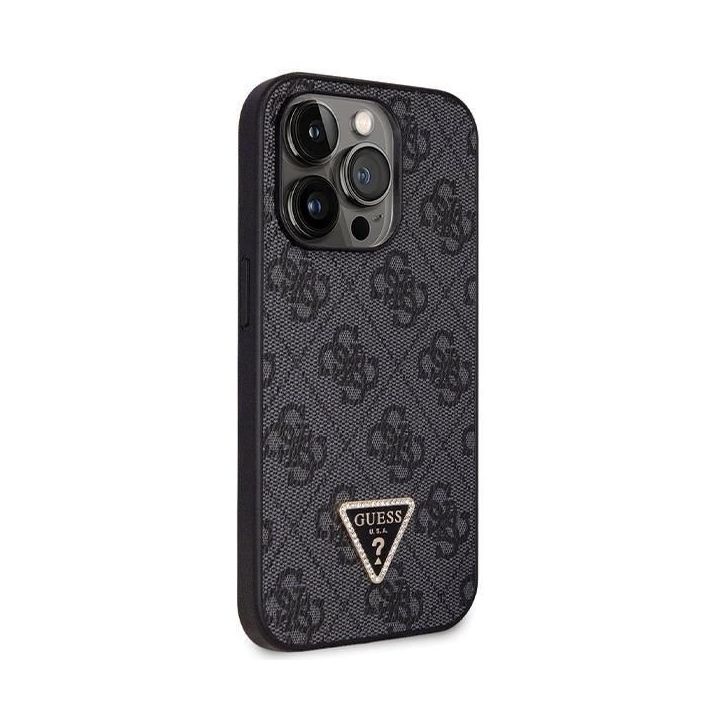 Guess Crossbody 4G metalinis dėklas su logotipu iPhone 14 Pro - juodas