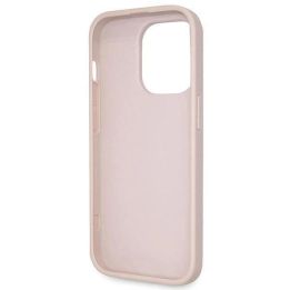 Guess Crossbody 4G metalinis dėklas su logotipu iPhone 14 Pro - rožinis