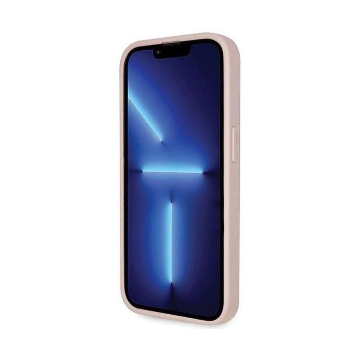 Guess Crossbody 4G metalinis dėklas su logotipu iPhone 14 Pro - rožinis