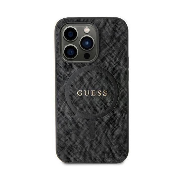 Guess Saffiano MagSafe saugiklis iPhone 11 / Xr - juodos spalvos