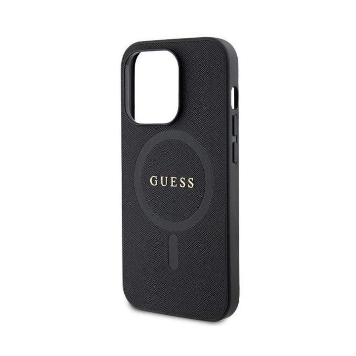 Guess Saffiano MagSafe saugiklis iPhone 14 Pro - juodos spalvos