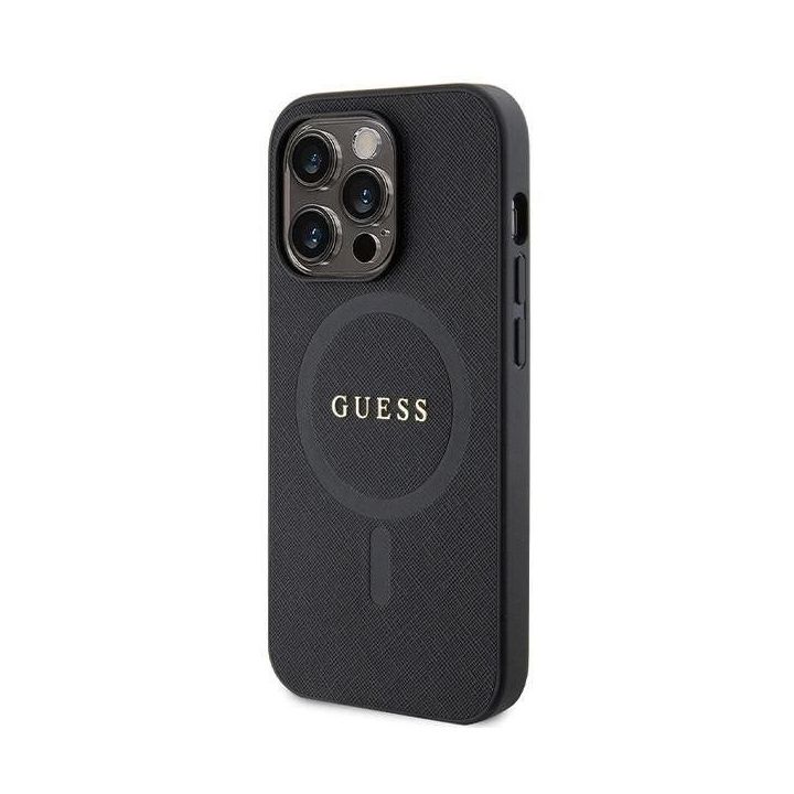 Guess Saffiano MagSafe saugiklis iPhone 14 Pro - juodos spalvos