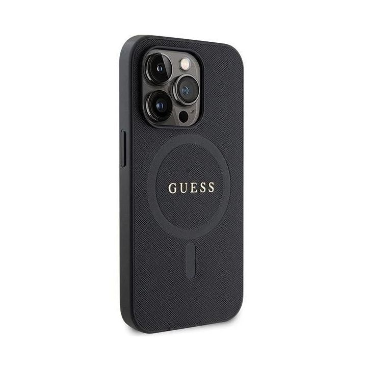 Guess Saffiano MagSafe saugiklis iPhone 14 Pro - juodos spalvos