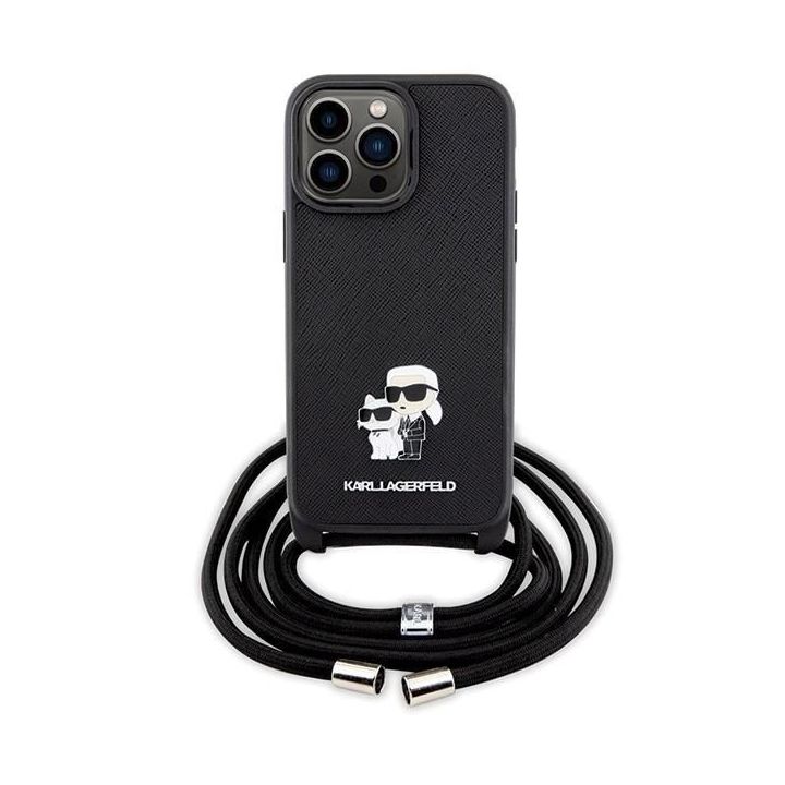 Dėklas Karl Lagerfeld Crossbody Saffiano Metal Pin Karl&Choupette prie iPhone 14 Pro Max - nuotraukos
