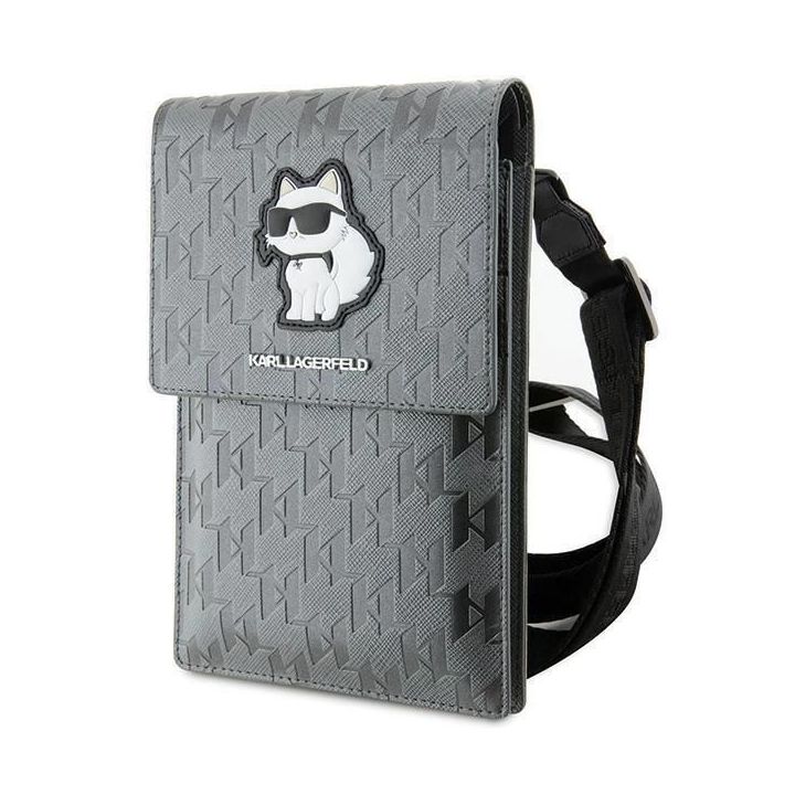 Karl Lagerfeld Saffiano Monogram Choupette rankinė - sidabrinė