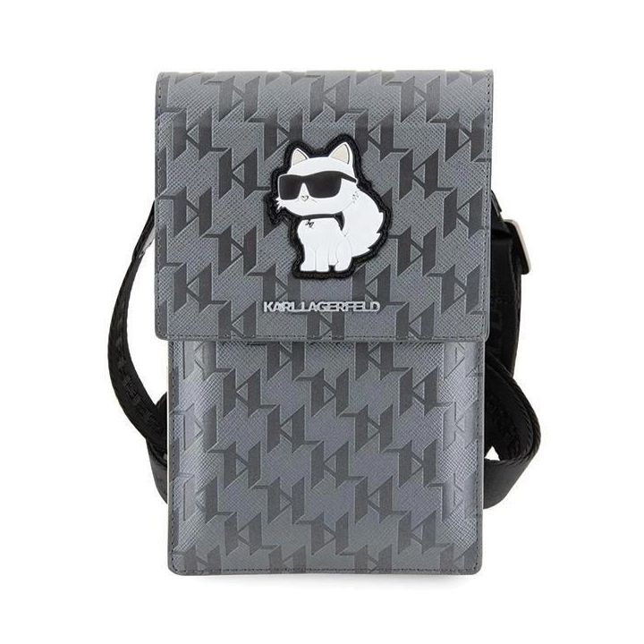 Karl Lagerfeld Saffiano Monogram Choupette rankinė - sidabrinė