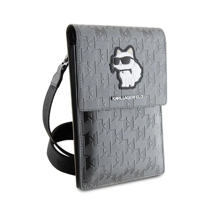 Karl Lagerfeld Saffiano Monogram Choupette rankinė - sidabrinė