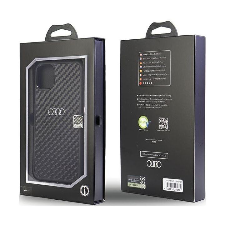Audi anglies pluošto dėklas iPhone 11 / Xr - juodas