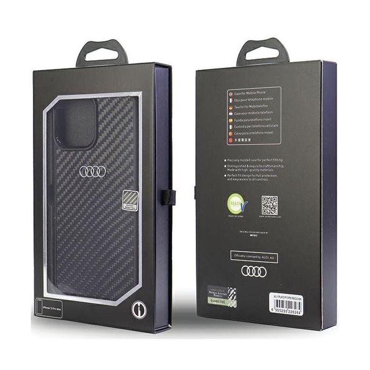 Audi anglies pluošto dėklas iPhone 13 Pro Max - juodas