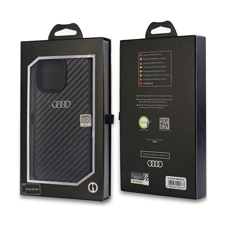 Audi anglies pluošto dėklas iPhone 14 Pro Max - Juodos spalvos