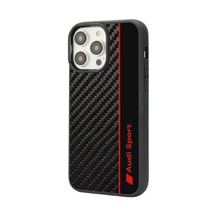 Audi anglies pluošto juostelės ant iPhone 14 Pro - Juodos spalvos