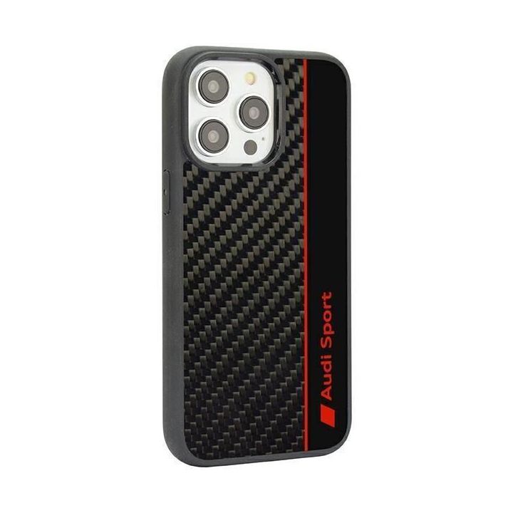 Audi anglies pluošto juostelės ant iPhone 14 Pro - Juodos spalvos
