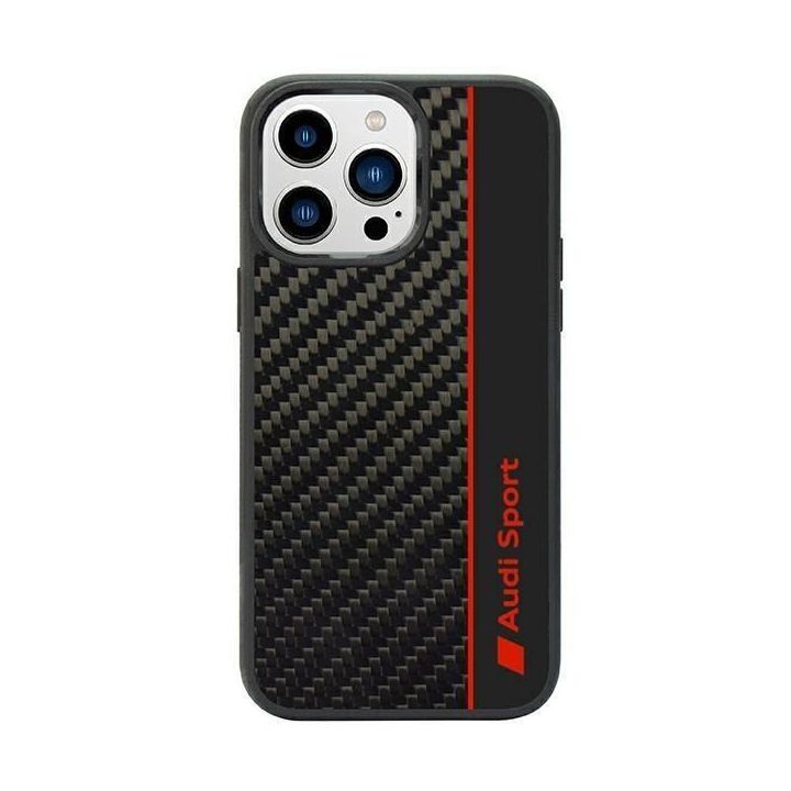 Audi anglies pluošto juostelės ant iPhone 14 Pro - Juodos spalvos