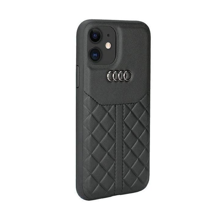 Audi natūralios odos dėklas iPhone 12 / iPhone 12 Pro - juodos spalvos