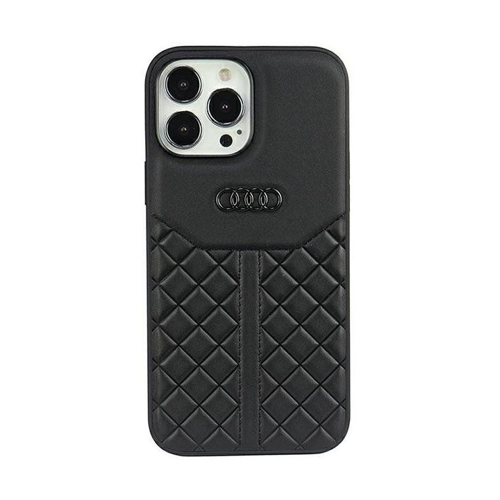 Audi natūralios odos dėklas iPhone 13 Pro Max - juodas