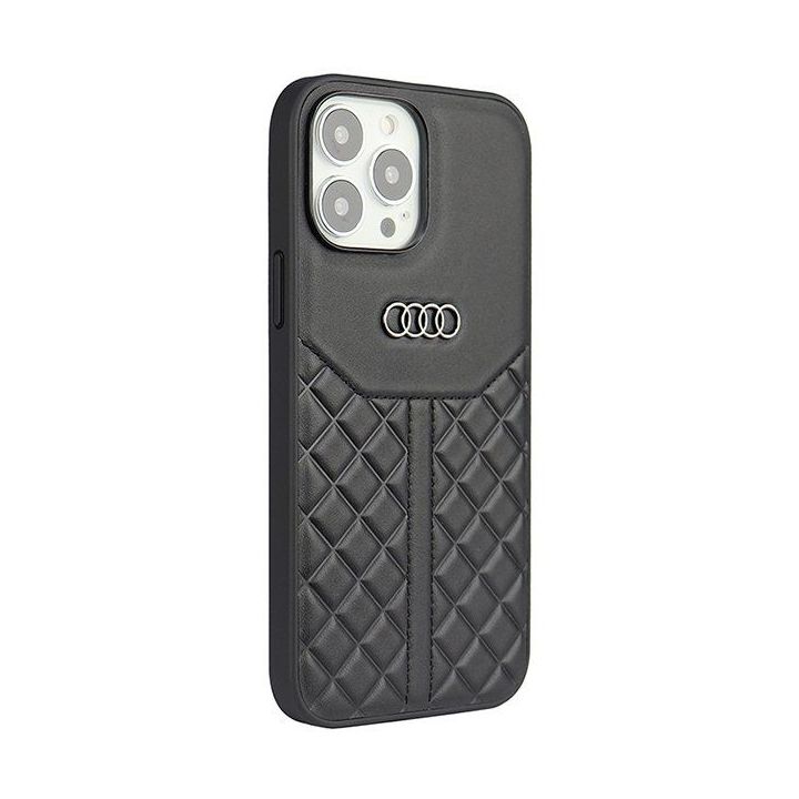 Audi natūralios odos dėklas iPhone 13 Pro Max - juodas