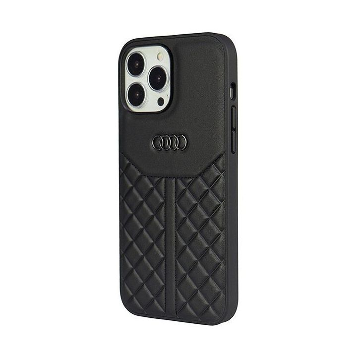 Audi natūralios odos dėklas iPhone 13 Pro Max - juodas