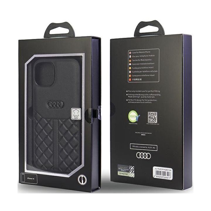 Audi natūrali oda iPhone 14 - Juodos spalvos