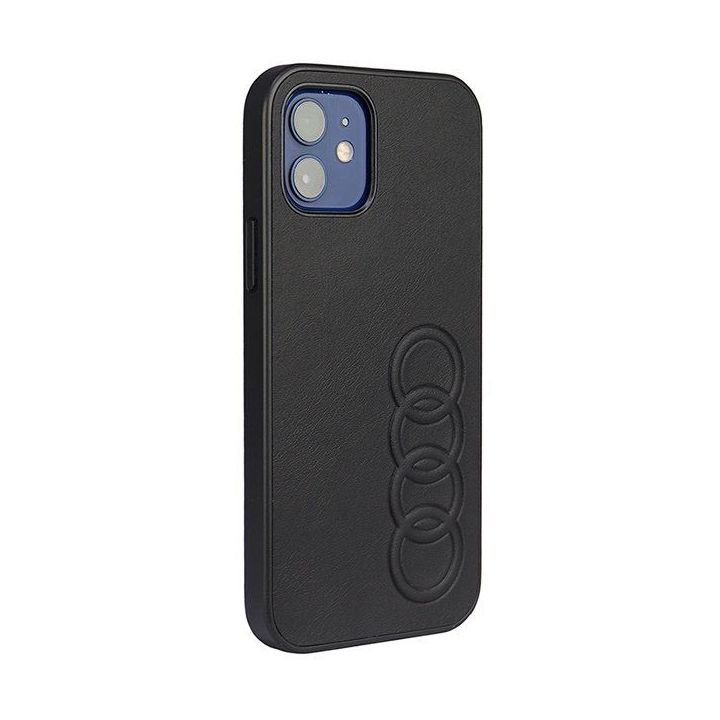 Audi sintetinės odos dėklas iPhone 12 / iPhone 12 Pro - juodas