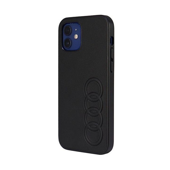 Audi sintetinės odos dėklas iPhone 12 / iPhone 12 Pro - juodas