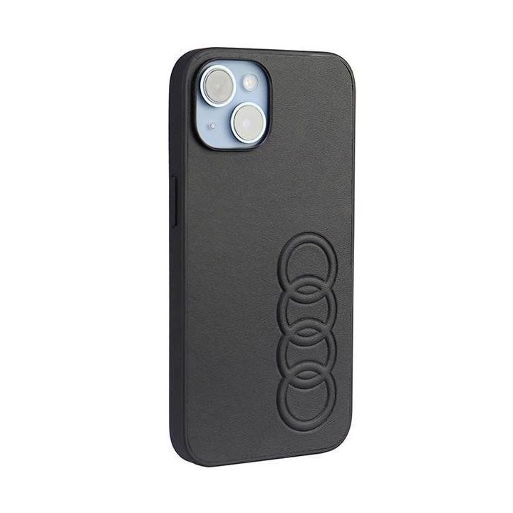 Audi sintetinės odos dėklas iPhone 14 - juodas