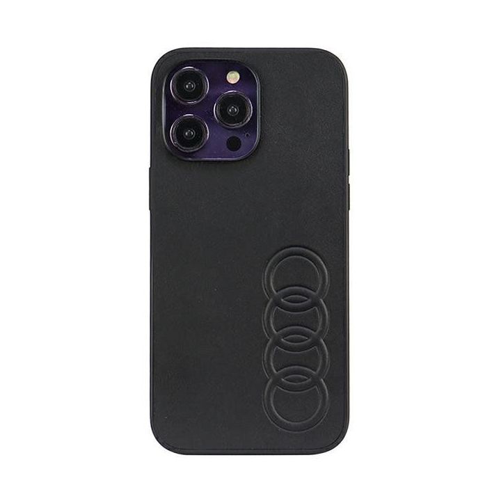 Audi sintetinės odos dėklas iPhone 14 Pro Max - juodas