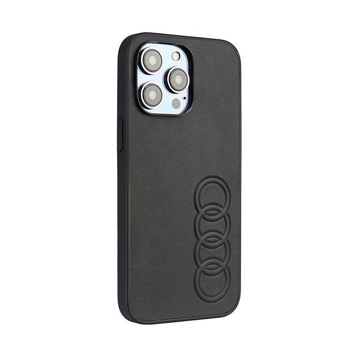 Audi sintetinės odos dėklas iPhone 14 Pro Max - juodas