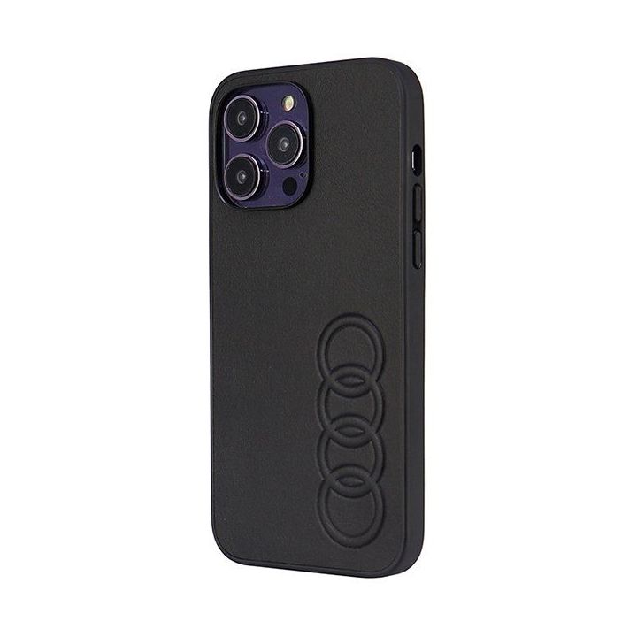 Audi sintetinės odos dėklas iPhone 14 Pro Max - juodas