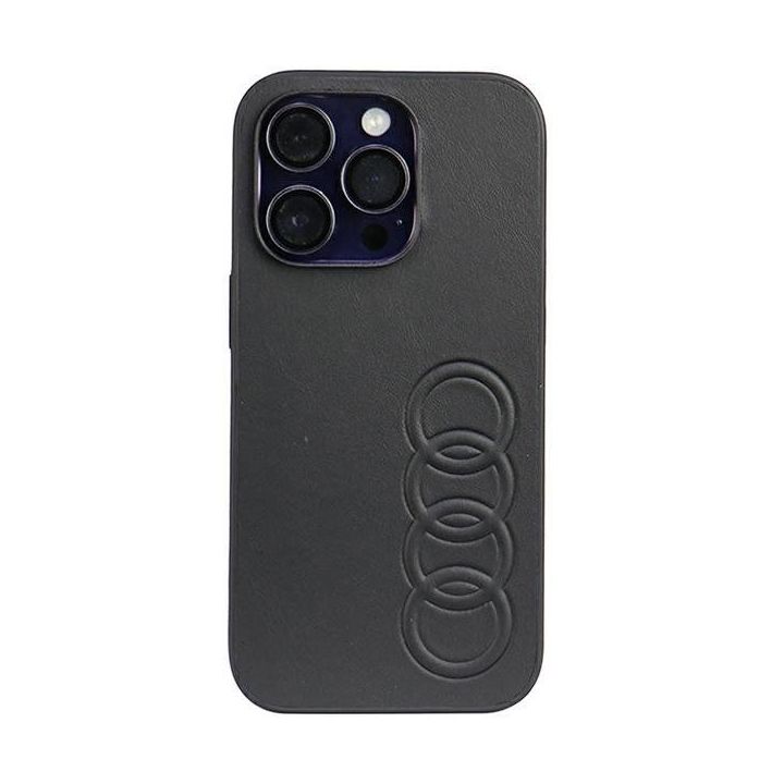 Audi sintetinės odos dėklas iPhone 14 Pro - juodas
