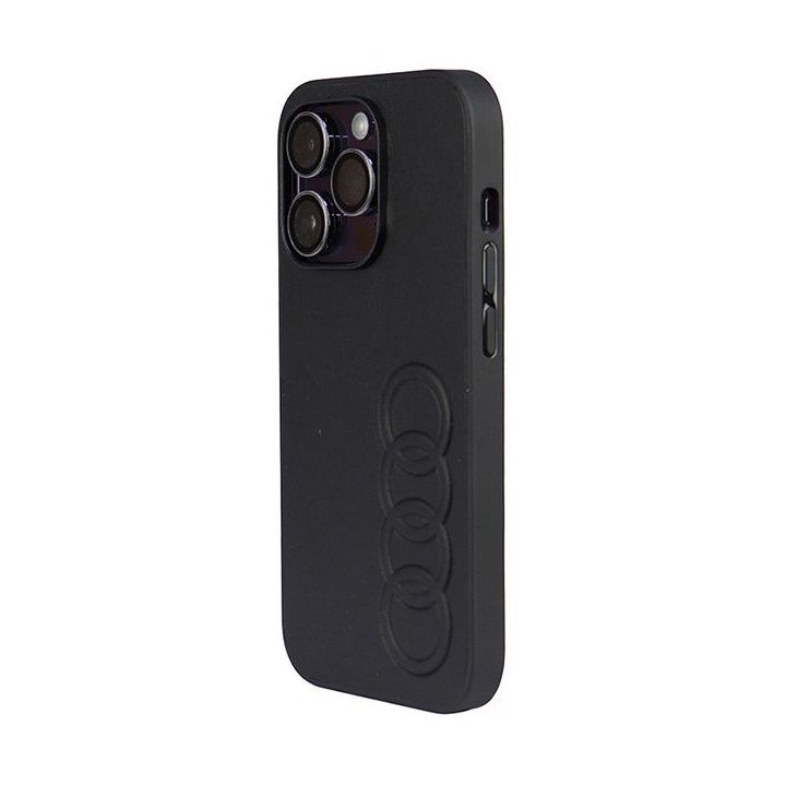 Audi sintetinės odos dėklas iPhone 14 Pro - juodas