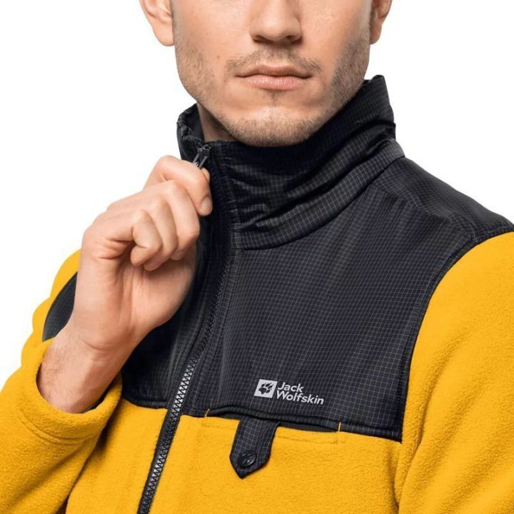 Vyriškas džemperis Jack Wolfskin DNA Grizzly Fleece FZ, geltonas