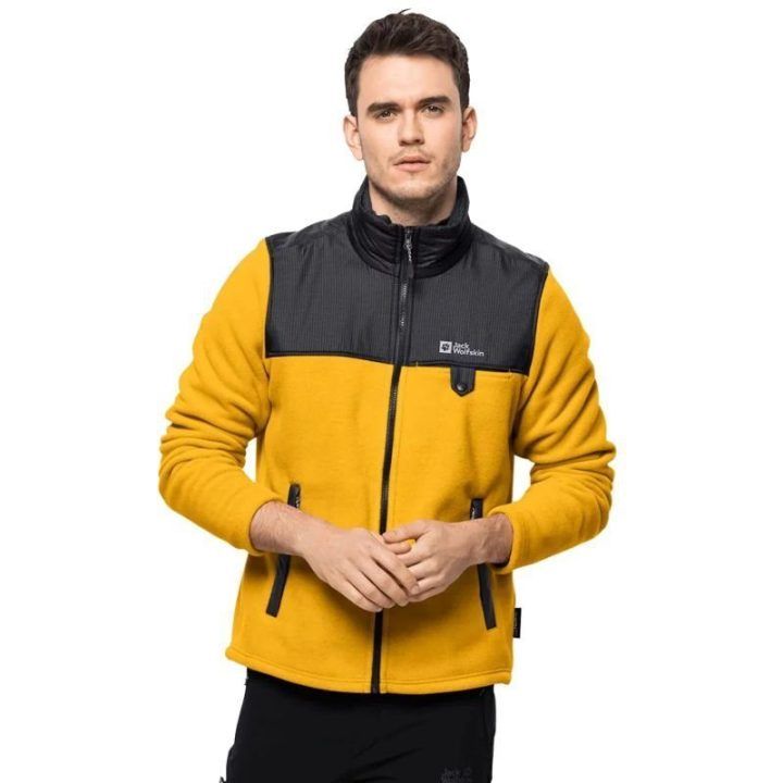 Vyriškas džemperis Jack Wolfskin DNA Grizzly Fleece FZ, geltonas