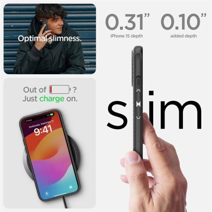 SPIGEN MAG ARMOR IPHONE 15 MATINIS JUODAS