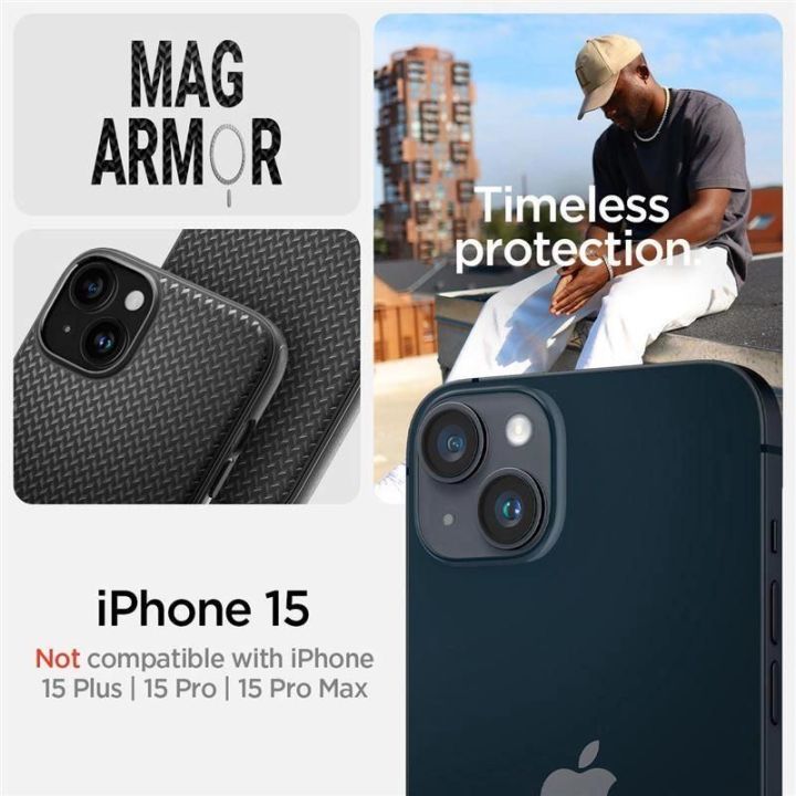 SPIGEN MAG ARMOR IPHONE 15 MATINIS JUODAS