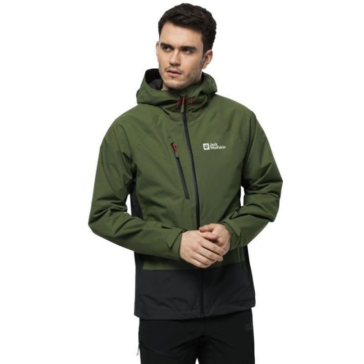 Vyriška striukė su gobtuvu Jack Wolfskin Eagle Peak 2L, žalia
