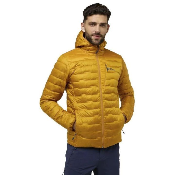 Vyriška pūkinė striukė Jack Wolfskin Passamani, oranžinė ir geltona