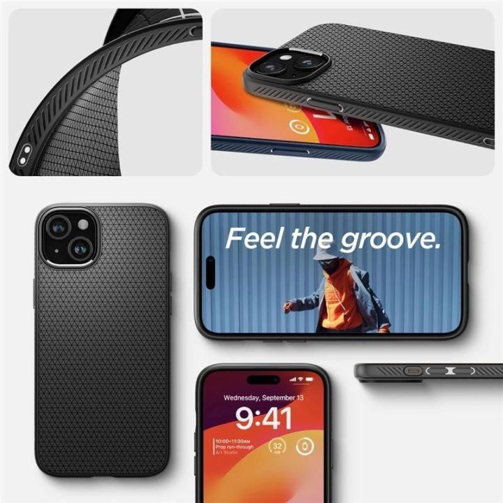 SPIGEN LIQUID AIR IPHONE 15 PLUS MATINIS JUODAS