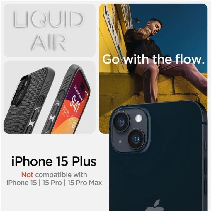 SPIGEN LIQUID AIR IPHONE 15 PLUS MATINIS JUODAS