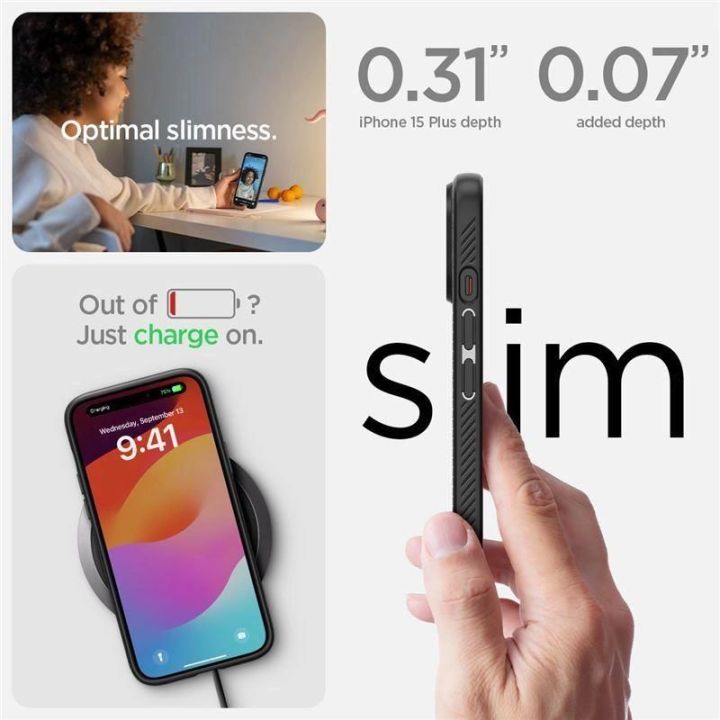 SPIGEN LIQUID AIR IPHONE 15 PLUS MATINIS JUODAS
