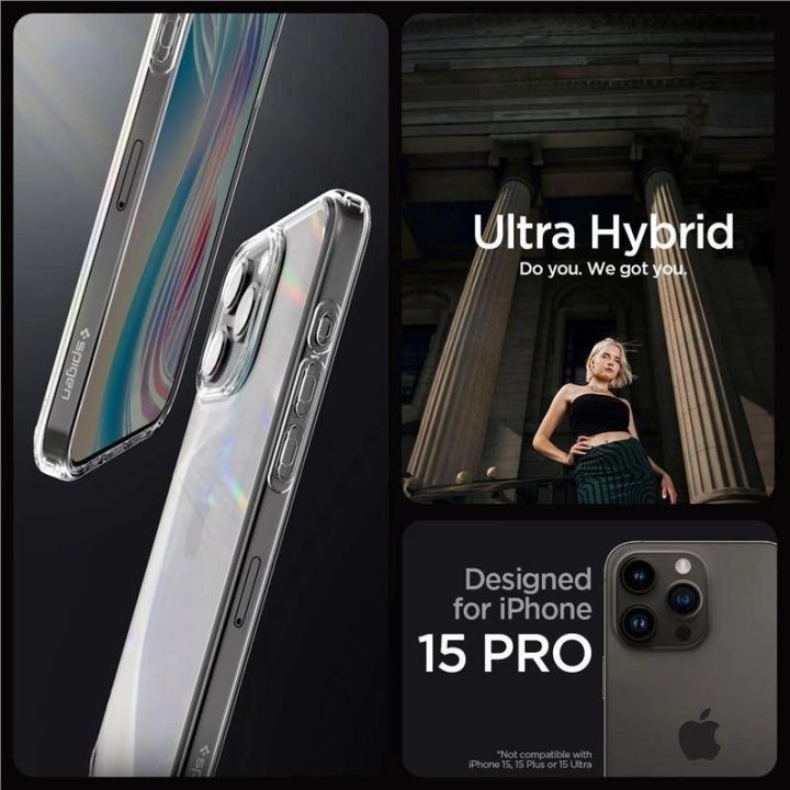 SPIGEN CRYSTAL HYBRID IPHONE 15 PRO - skaidrus