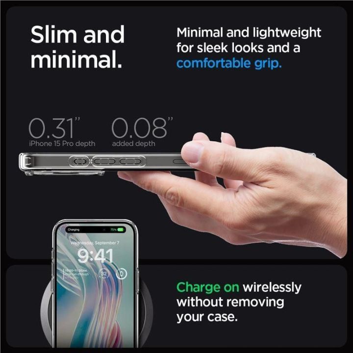SPIGEN CRYSTAL HYBRID IPHONE 15 PRO - skaidrus