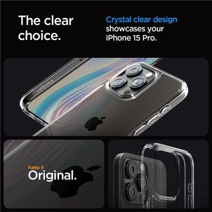 SPIGEN CRYSTAL HYBRID IPHONE 15 PRO - skaidrus