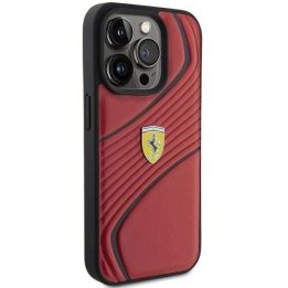 Ferrari Twist metalinis dėklas su logotipu iPhone 15 Pro - raudonas