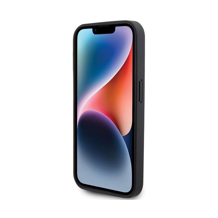Ferrari dygsniuotas metalinis logotipas ant iPhone 15 Pro - juodos spalvos