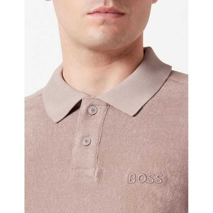 Vyriški medvilniniai polo marškinėliai BOSS Pe Towel, rudi